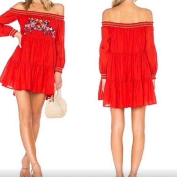 Free People Dresses & Skirts - Free People red off the shoulder mini dress